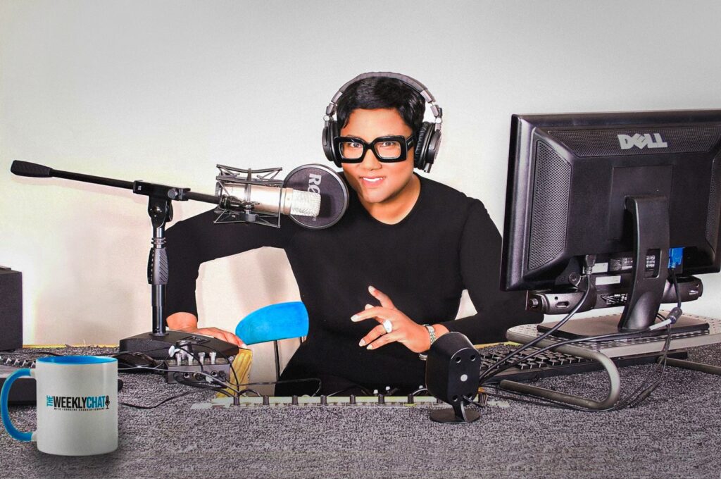 Lorraine Cochran-Johnson hosting The Weekly Chat podcast with community leaders.