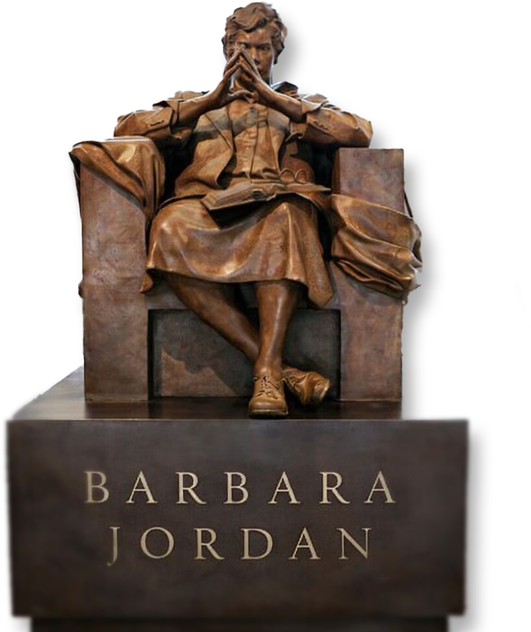 CEO Lorraine Cochran-Johnson featured alongside a Barbara Jordan statue and the 